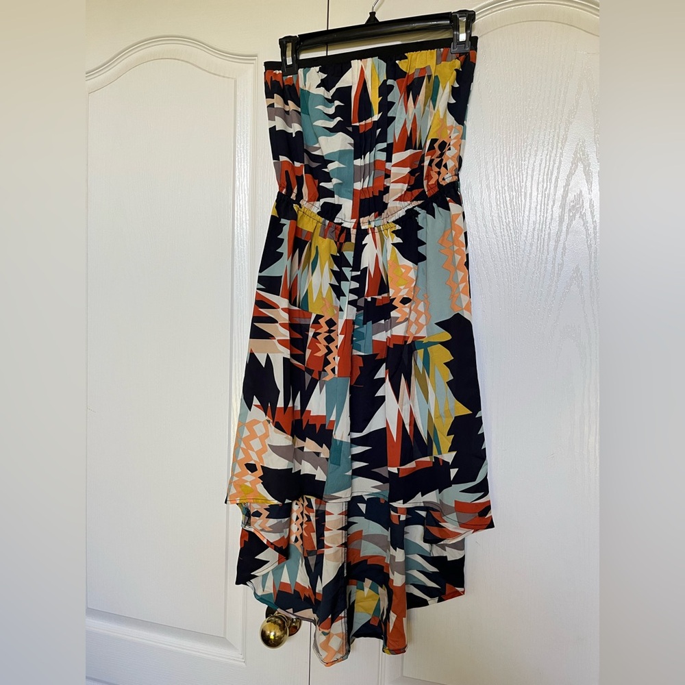 Colorful Strapless Geometric Dress - Picture 1 of 4